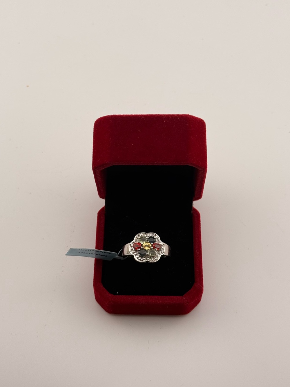NWT 1.56CTW Multi-Color Sapphire Flower Ring 925 Sterling Silver Sz 9